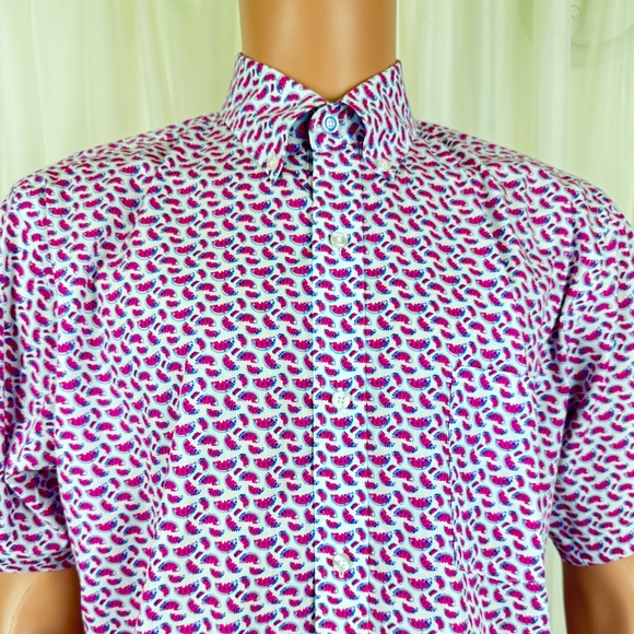 Men's TailorByrd Watermelon Print Short Sleeves Shirt Size Large - Picture 4 of 14